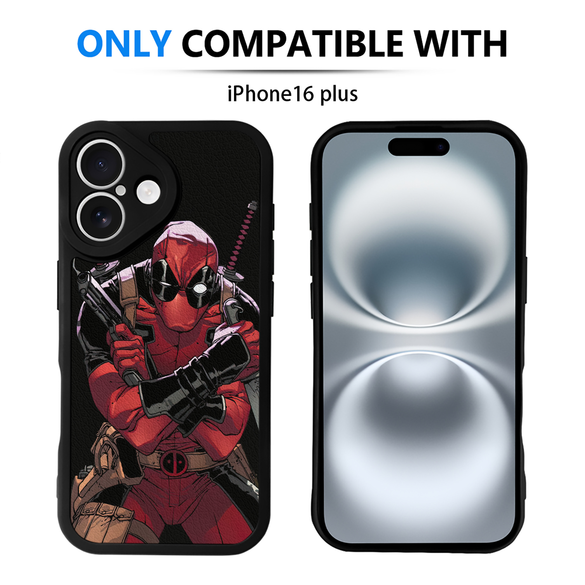 （画像用） Deadpool デッドプール 【iPhone 16シリーズ対応】シリコンスマホケース（レザー調） 材質：シリコン